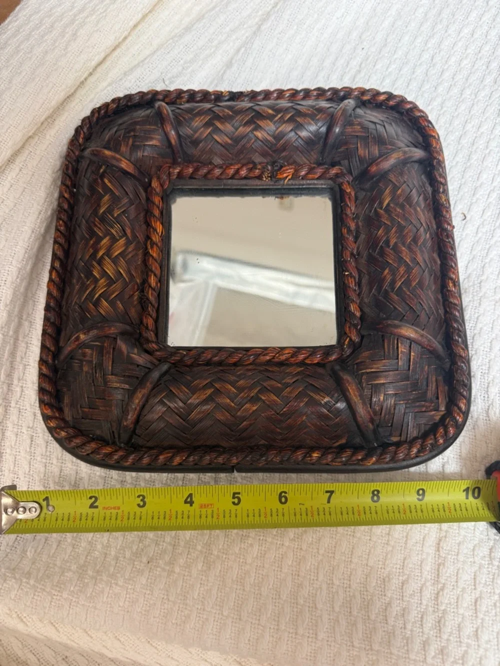 Coastal Woven Rattan Style Wall Mirror Tropical Beach House Decor